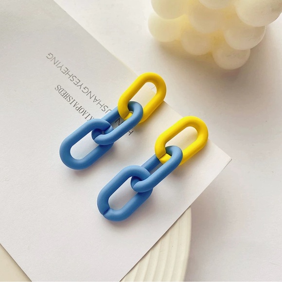Chain Geometric Color-block Earrings New - Picture 2 of 2
